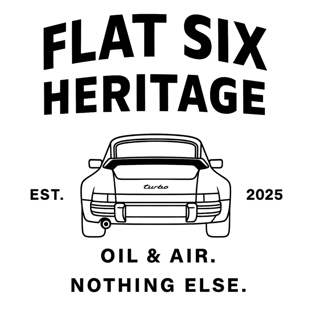 Flat Six Heritage. Established 2025. Oil and air. Nothing else.